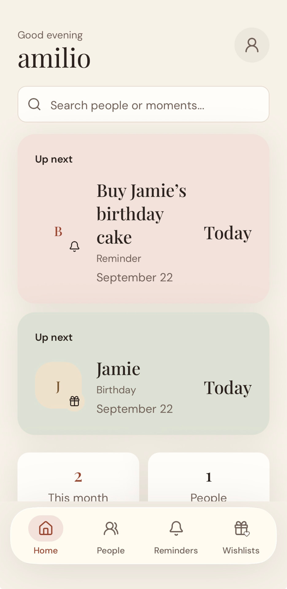 Amilio home screen